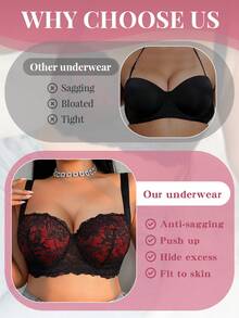 DesireSculpt 1件大码蕾丝舒适无缝加厚钢圈文胸 - 彩色 - 查看 5