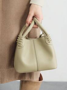 SHECARRY 女士时尚百搭简约通勤手提包 - 橄欖綠 - 查看 7