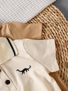 SHEIN Genkimix Kids 2-5件/套 新款婴儿幼儿夏季短袖polo衫 时尚婴幼儿服装套装，2套4件组合 - 彩色 - 查看 5