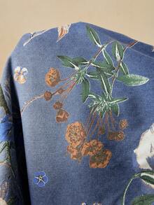 Travachic 大码女式印花弹力腰阔腿宽松休闲牛仔裤 - 中等水洗藍 - 查看 4