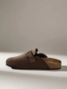 Solecia Women's Buckle Design Casual Fashionable Slip-On Flat Shoes - Coffee Brown - View 3