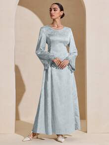 Graceveil Đầm xòe eo bằng vải jacquard thanh lịch dành cho nữ - Màu xanh lam - Xem 5