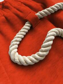 Maweii 大码女式荷叶边腰部阔腿宽松休闲运动裤 - 橘色 - 查看 7