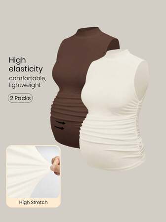 Modmama Gravidklänning med enfärgad plisserad krage och figurnära mode