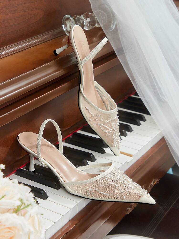 CUCCOO HITCHD Women's Pointed Toe Mid Heel Pumps, Party Prom Heels Valentine's Day Elegant Shoes Wedding Shoes Summer Shoes Bride Shoes