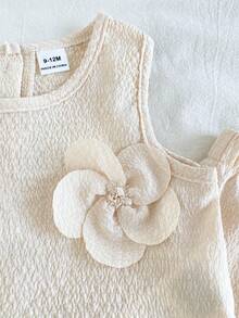 Vintaside Kids 2pcs/Set Baby Girl Casual Cute Bow Sleeveless Top And Pants Set - Khaki - View 6