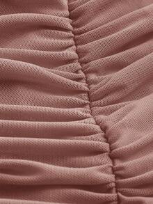 SHEIN MOD Solid Color Pleated Bodycon Strapless Dress - Dusty Pink - View 4