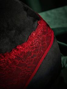 SpicyHot 1pc Women's Sexy Black Lace Panty - Burgundy - View 3