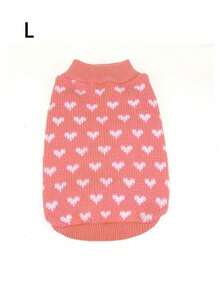 1pc Soft Fluffy Pink Allover Heart Print Warm Wool Dog Sweater Vest