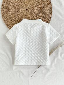 SHEIN Vintaside Kids 男婴可爱舒适百搭休闲时尚纹理面料上衣 - 白色 - 查看 3