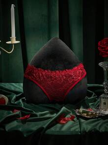 SpicyHot 1pc Women's Sexy Black Lace Panty - Burgundy - View 2