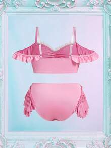 Fantasy Costume 2pcs Women's Sweet Lace Patchwork Princess Costume Set - Pink - View 2