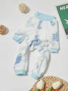 PETSIN 1pc Pet Cat/Dog Dinosaur Print Fleece Jumpsuit, Warm Winter Outfit, Fits Both Cats And Dogs - Multicolor - View 6