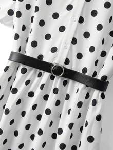 GlowEve CURVE Plus Size Women's Polka Dot Elegant Party & Commute Dress, Suitable For Spring, Summer, Autumn, Winter - White - View 5