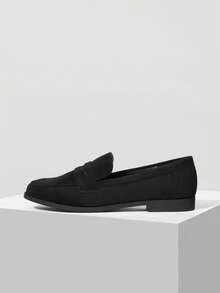 MOTF WOMEN'S LOAFERS, RETRO BRITISH STYLE FLAT SHOES VALENTINE'S DAY - static black - View 2