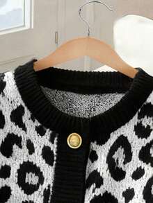 GlowEve Colete de Tricô Feminino com Gola Redonda e Estampa de Onça Chique - Multicolorido - Visão 3