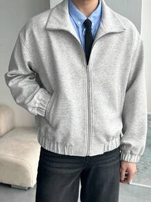 DAZY 男士宽松灰色卫衣，春秋季 - 灰色 - 查看 1