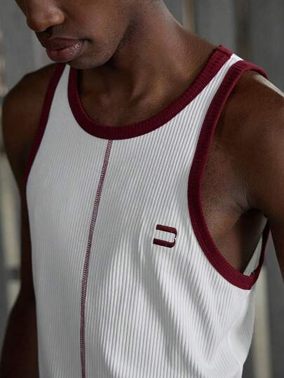NEON BLANC Herrlinne i färgblock, ärmlös, ribbad stickning med stretchtyg, smal passform