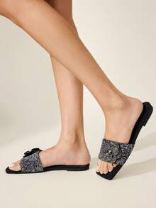 CUCCOO CHICEST Sandali casual e versatili da donna con decorazioni floreali - nero - Visualizzare 4