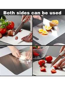 Kitchen Stainless Steel Cutting Board, 304 Stainless Steel Meat, Fruit, And Vegetable Cutting Board, Easy To Clean - Silver - View 6