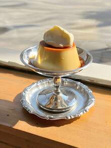 1个不锈钢椭圆形甜点盘，下午茶甜点杯，布丁碟，蛋糕底座 - 彩色 - 查看 4