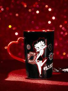 Betty Boop x SHEIN 卡通人物和嘴唇图案400毫升陶瓷马克杯，礼品创意，派对，节日，情人节