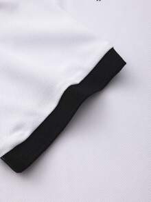 Manfinity Mode 男士撞色滚边纽扣刺绣休闲百搭短袖Polo衫 - 白色 - 查看 7