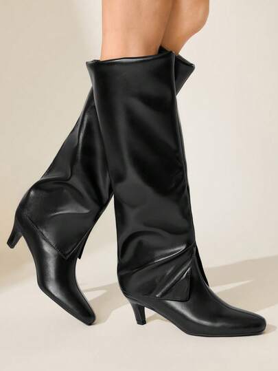 CUCCOO CHICEST Women's PU Leather Fashionable Over-The-Knee Boots, Versatile For Daily Wear Valentine's Day