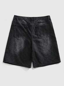 ROMWE MEN Men's Casual Loose Denim Shorts, Summer - Black - View 2