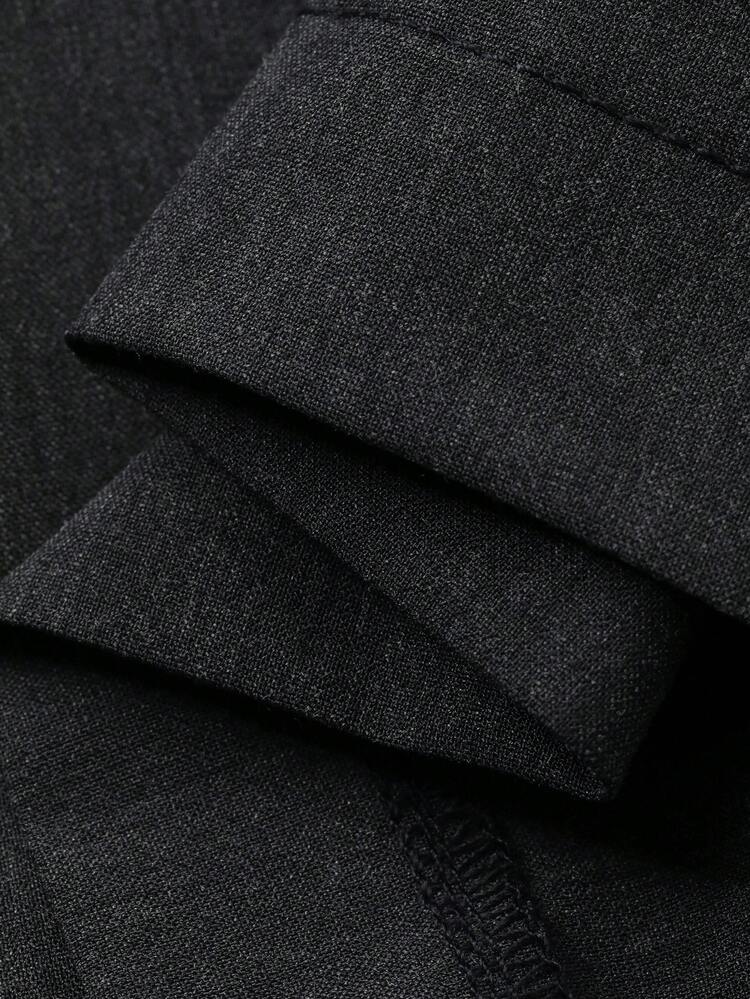 Men's Solid Dark Grey Formal Suit Pants, Suitable For Commuting, Spring/Autumn