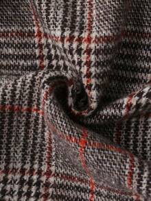 Flirla Plus Size Women Houndstooth Asymmetric Hem Mini Skirt With Belt,Pink And Grey,Autumn,2000's,Everyday,Back-To-School,Plaid Wrap Checkered Skirts - Coffee Brown - View 6