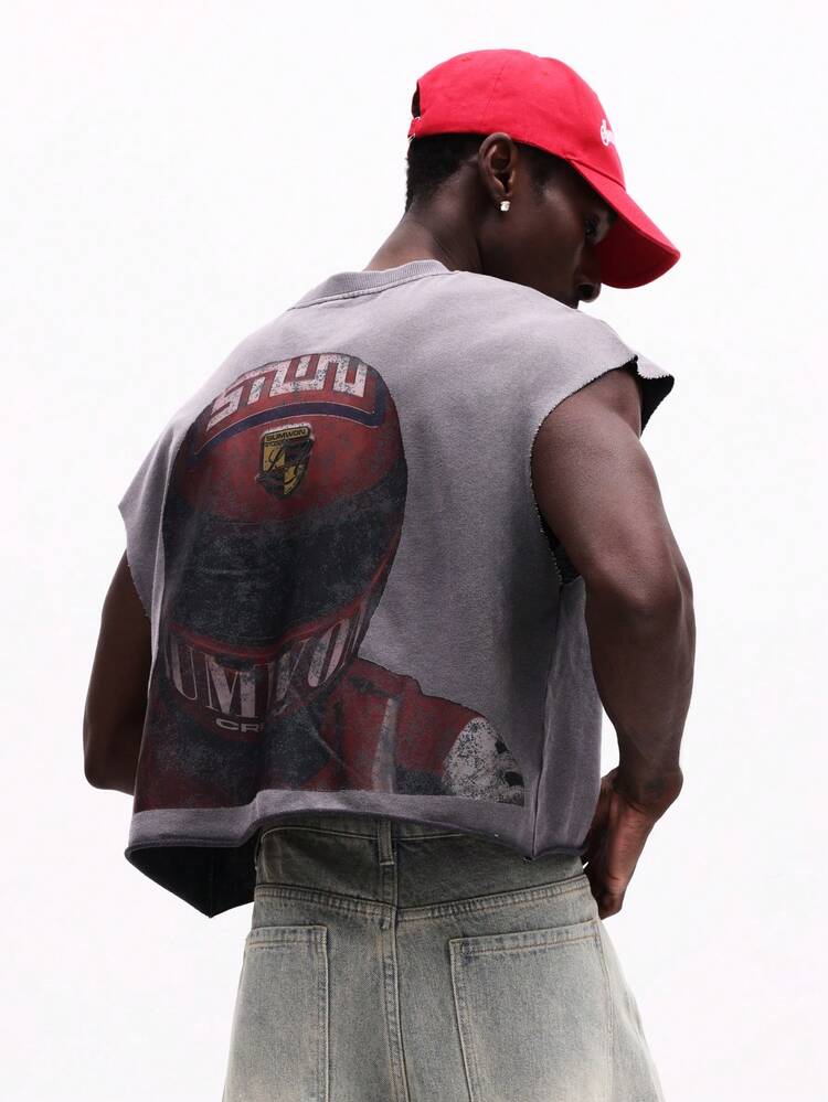 Tank w stylu vintage z nadrukiem na plecach