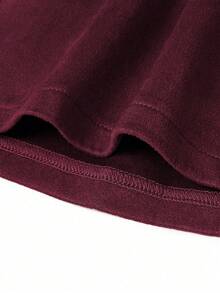 Lyxana 女士优雅复古麂皮褶皱A字高腰阔腿短裤，秋冬季百搭，适合度假和日常穿着 - 酒紅色 - 查看 4