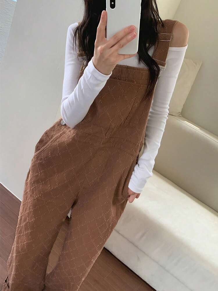 Women's Loose Straight Leg Jumpsuit Overalls, Rhombus Pattern, Slimming Jumpsuits For Women Lounge Sets For Women