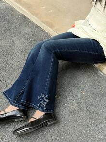 DAZY Girls' Flared Denim Jeans - Blue - View 2