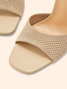 CUCCOO BASICS Sandalias de tacón alto de moda con diseño de hebilla hueca para uso diario - Albaricoque 1 - Ver 5