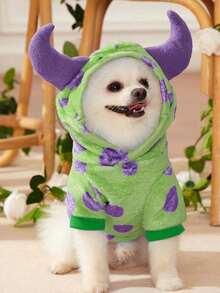 PETSIN 1pc Polka Dot Fleece Monster Costume Hoodie For Pets - Multicolor - View 4