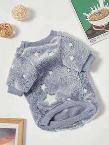 PETSIN 1件装宠物灰色星形印花抓绒保暖圆领卫衣，适合狗狗，秋冬季 - 彩色 - 查看 5