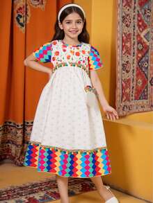 Sparklyn 少女优雅休闲简约连衣裙，夏季 - 彩色 - 查看 3