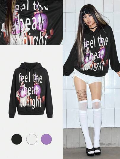 Grunge Punk Vintage Distressed Portrait Print Zip-Up Hoodie