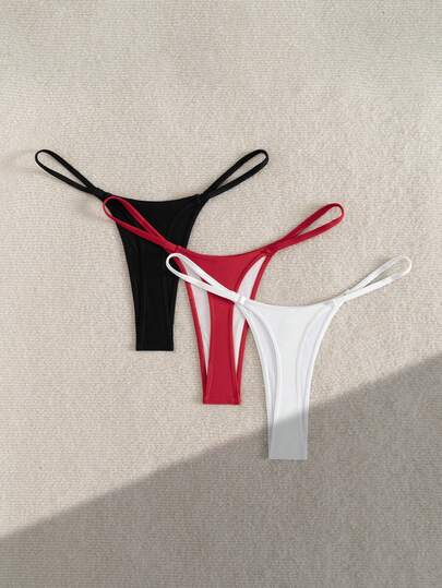 Swim Vcay 女士性感时尚三色拼接比基尼泳裤