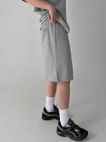 DAZY Men's Grey Letter Embroidered Polo Shirt With Matching Polo Shirt Set, Summer - Grey - View 6