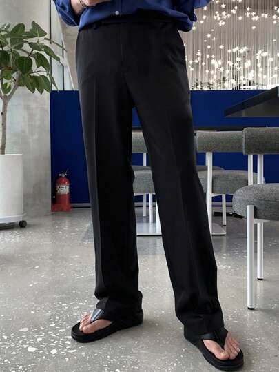 DAZY Pantalones formales negros sólidos para hombres, adecuados para ir al trabajo, primavera