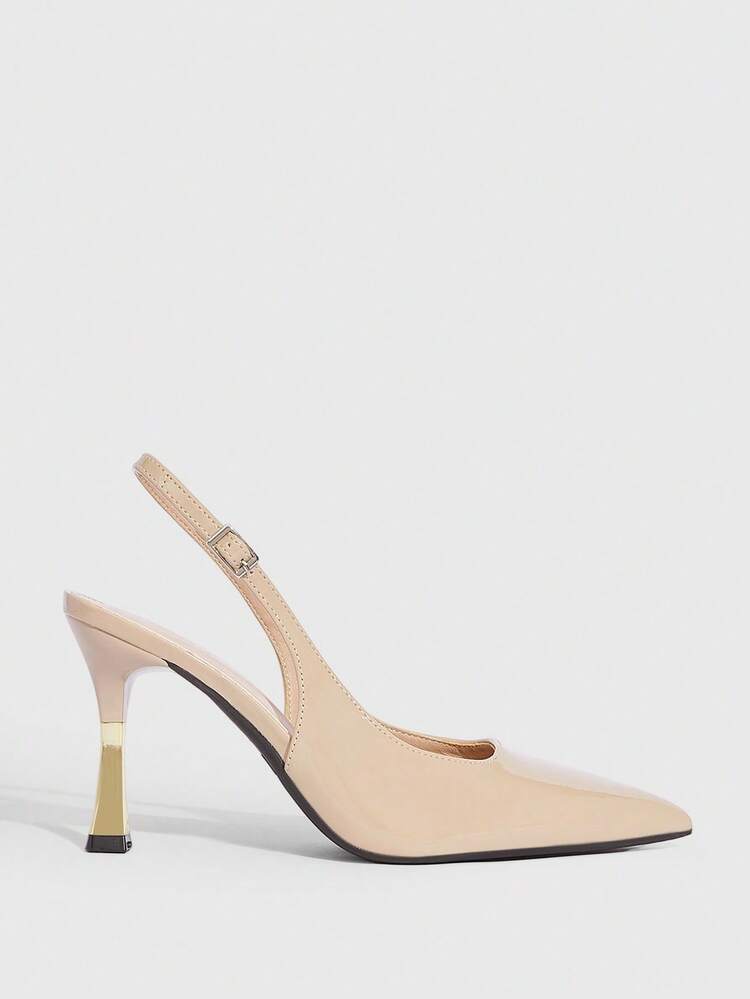 CUCCOO SZL Women's Pointed Toe Color Block Stiletto Heel Slip-On Pumps, Versatile For Commute, Party, Work, Fashionable & Sexy, Leather