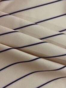 INAWLY 女士休闲条纹纽扣长袖衬衫，适合秋季 - 卡其色 - 查看 3