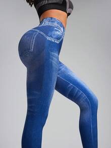 Innovista Women's Yoga/Dance Butt-Lifting Hollow Out Leggings - Blue - View 3