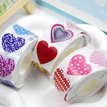 500pcs/Roll Heart Shape Holographic Stickers, Party Favors Decorative Stickers, Stationery Stickers For Valentine's Day GiftDecor - Multicolor - View 7