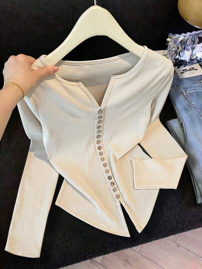 Resyla 女士标准尺码纯色翻领优雅长袖针织毛衣