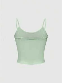 Strawberry Shortcake | ROMWE Women's Fashionable Cartoon Pattern Cropped Slim Fit Cami Top, Summer - Green - View 3
