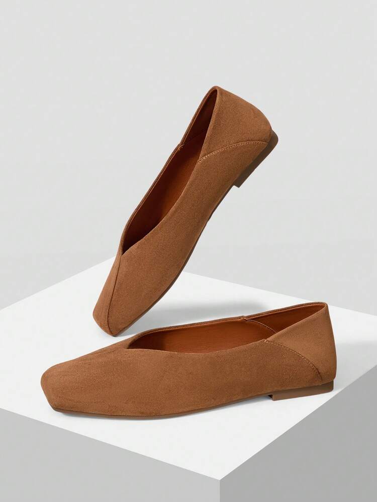 FEMMES SIMPLES CHAUSSURES PLATES À BOUT CARRÉ